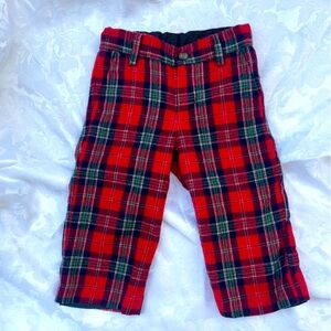 Janie and Jack plaid red wool with lining pants 12-18 mos adjustable waist